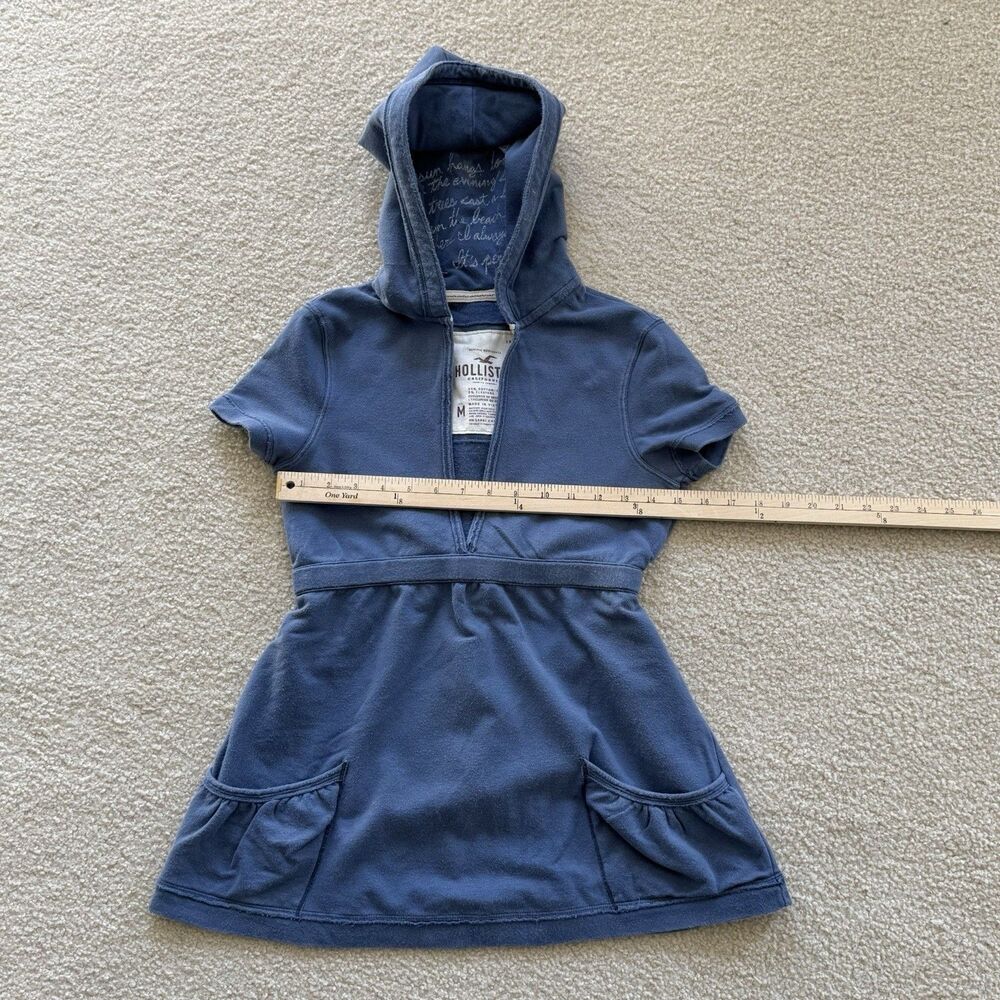 VNTG Hollister Y2K Girls Sz M Baby Doll Fitted Hoodie Pullover V-Neck Sweatshirt - Picture 7 of 16